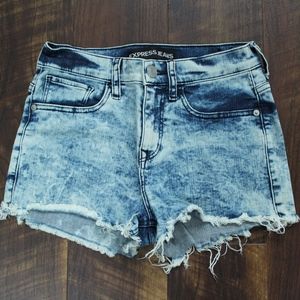 Express Acid Wash High-Rise Cut-Off Shorts